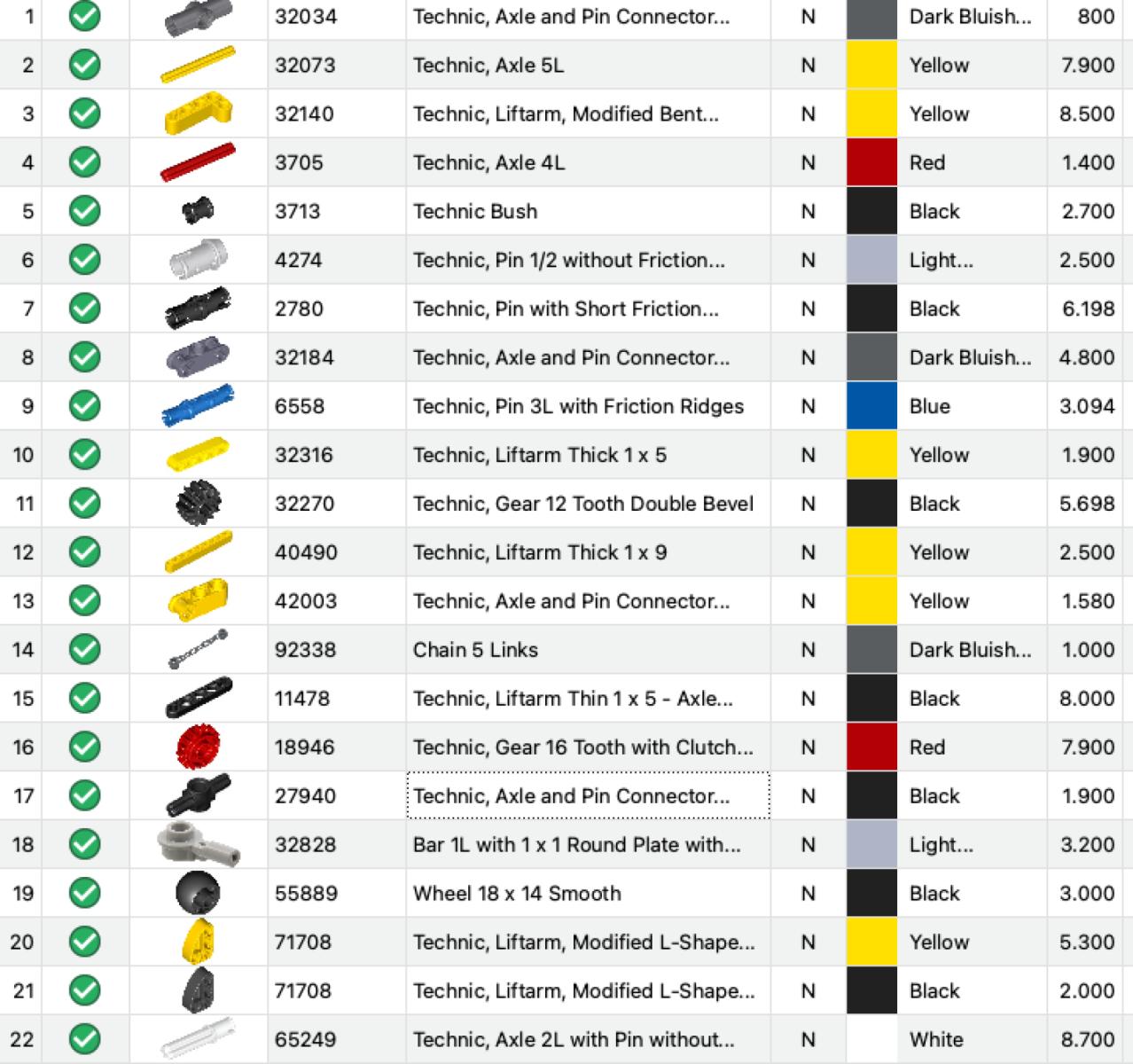 Lego bulk technic parts 