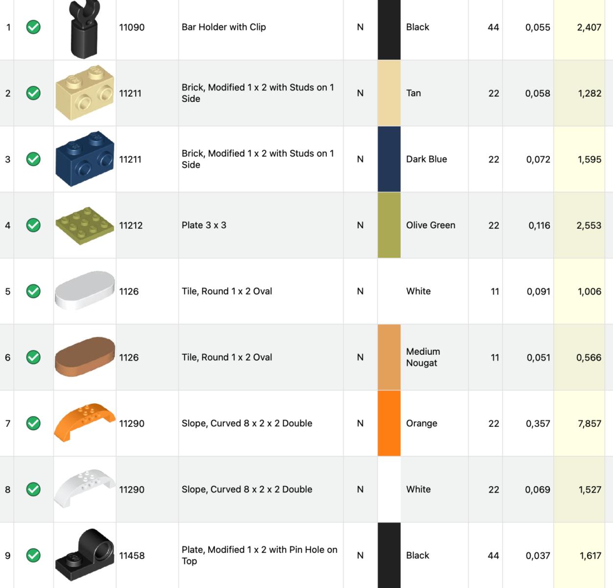 lego new parts packed 