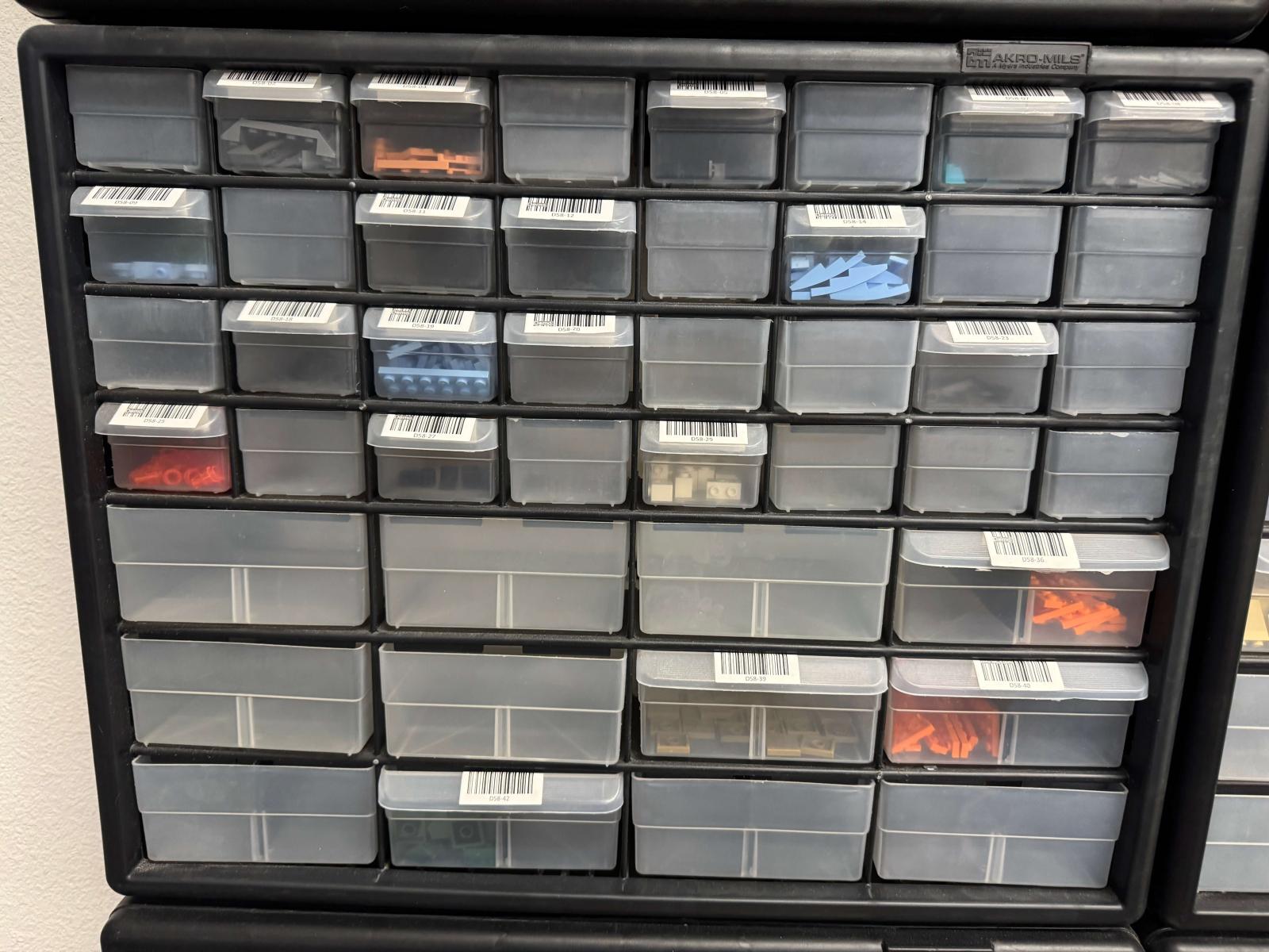 BrickLink Store Inventory for Sale with 72 Akro Mils Drawer Cabinets 56000+ Parts