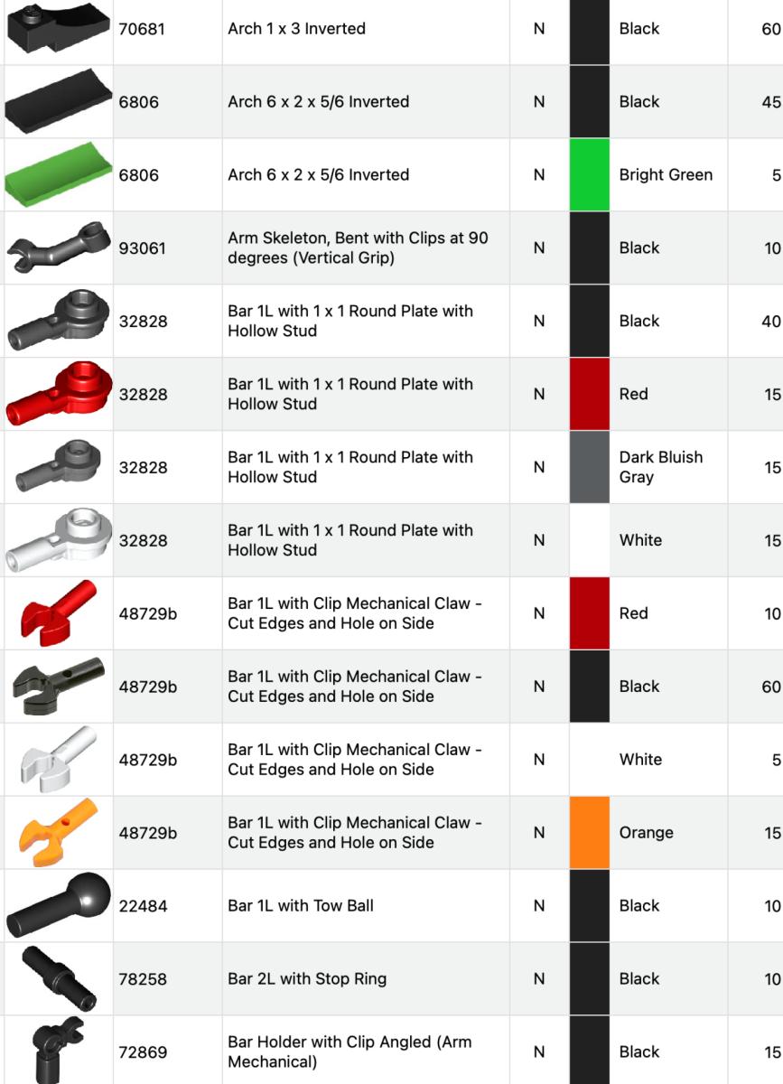lego parts sorted and packed 