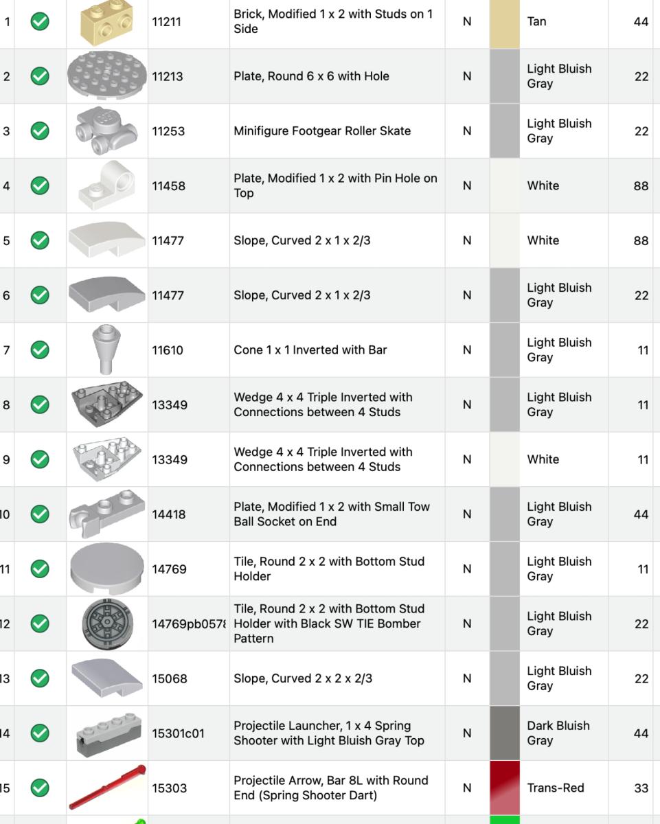 Lego parts packed 